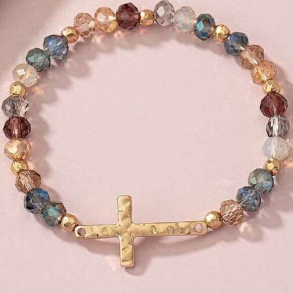 Boho beaded cross bracelet N1148 - Picture 1 of 4